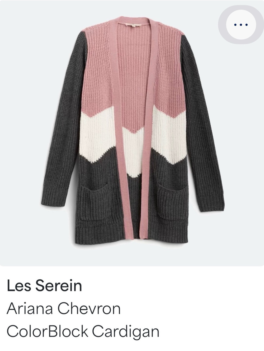 Les Serein Ariana Chevron Colorblock Cardigan - Pink, White & Charcoal